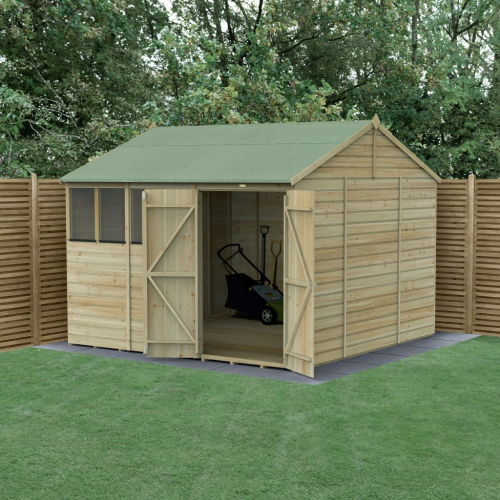 Beckwood 10X10 Reverse Apex Shed - 4 Windows - Double Door (Home Delivery)