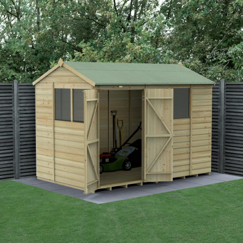 Beckwood 10X6 Reverse Apex Shed - 4 Windows - Double Door (Home Delivery)
