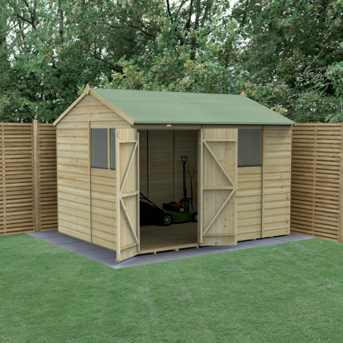 Beckwood 10X8 Reverse Apex Shed - 4 Windows - Double Door (Home Delivery)