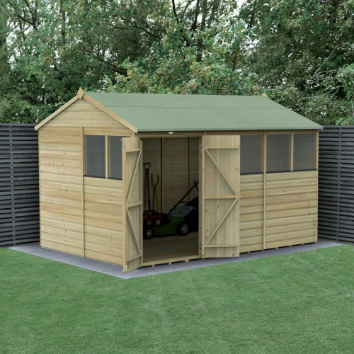Beckwood 12X8 Reverse Apex Shed - 6 Windows - Double Door (Home Delivery)