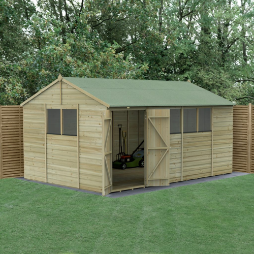 Beckwood 15X10 Reverse Apex Shed - 6 Windows - Double Door (Home Delivery)