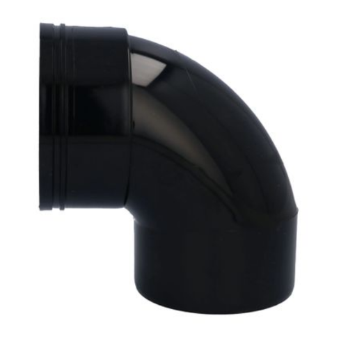 110mm Solvent Soil Single Socket 90? Bend Black