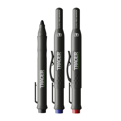 Tracer Clog free Marker Kit With 1X Black, 1X Blue, 1X Red Clog Free Marjer & Site Holster