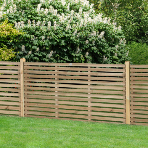 1.8M X 1.5M Pressure Treated Contemporary Slatted Fence Panel  - Pack Of 3 (Home Delivery)