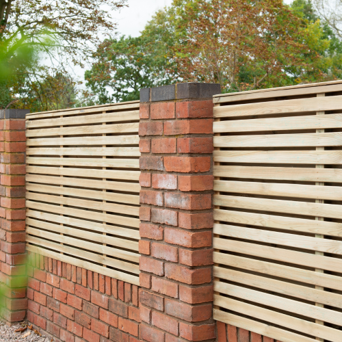 1.8M X 1.2M Pressure Treated Contemporary Double Slatted Fence Panel  - Pack Of 3 (Home Delivery)