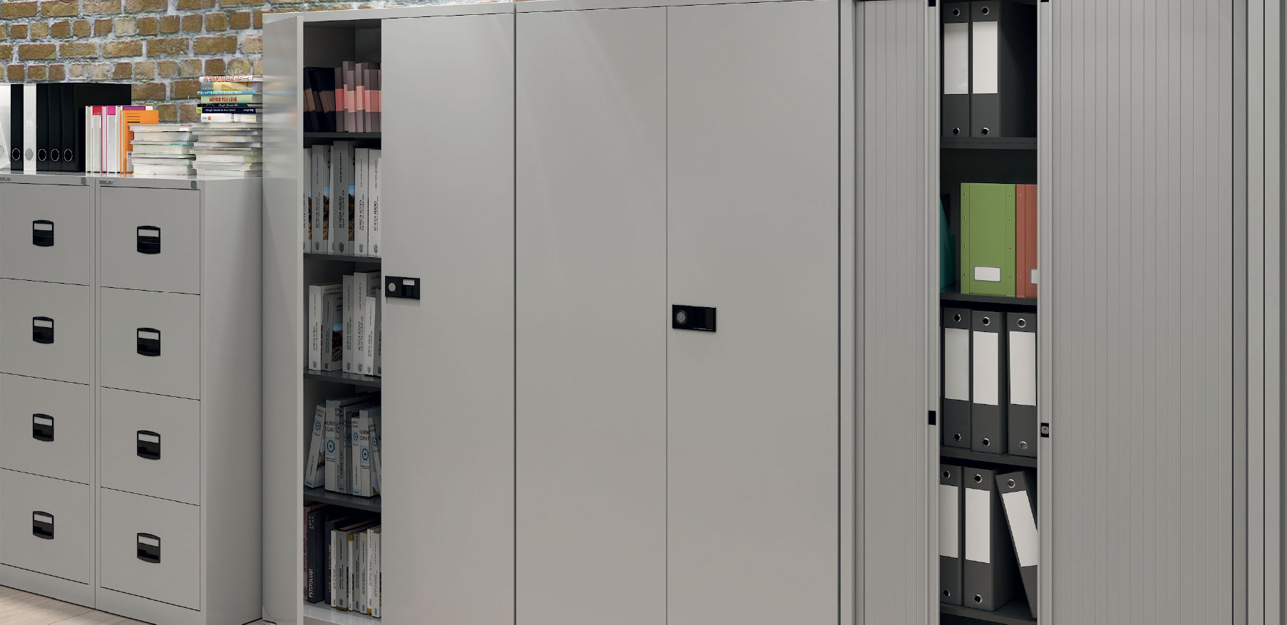 Office cupboards and cabinets for secure shared storage
