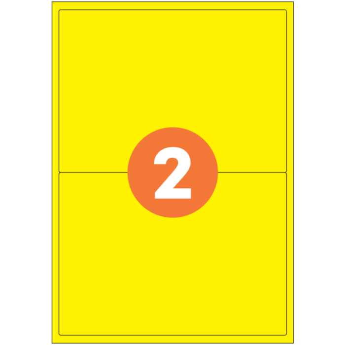 Laser Labels 199.6x143.5mm 2 Per Sheet LL02 2/Sheet Fluorescent Yellow Box 500