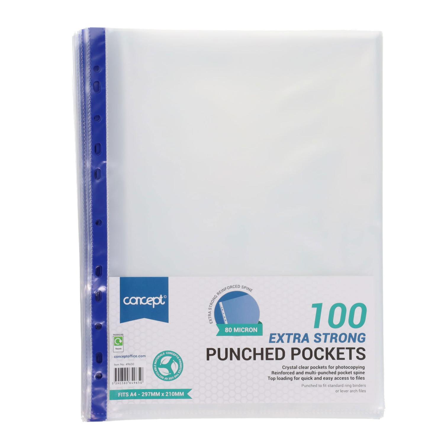 POS Extra Strong Punched Pocket Blue Strip 80 Micron Crystal Clear Pack 100