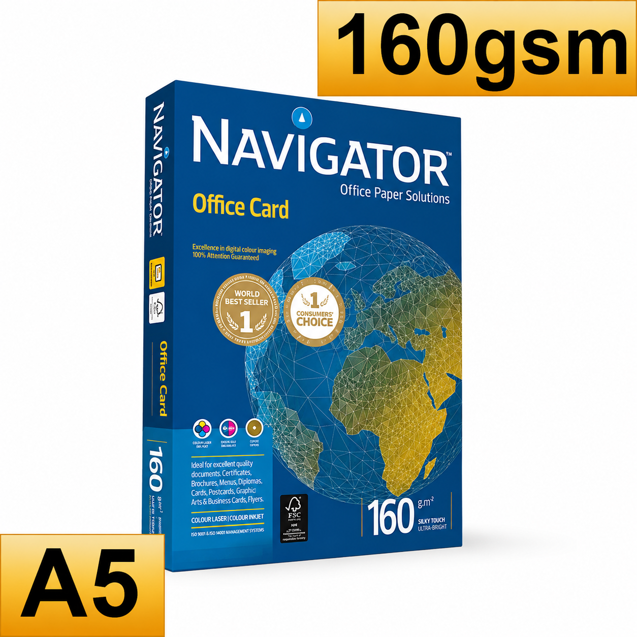 Navigator Office A5 160GSM Card Bright White (500 Sheets)