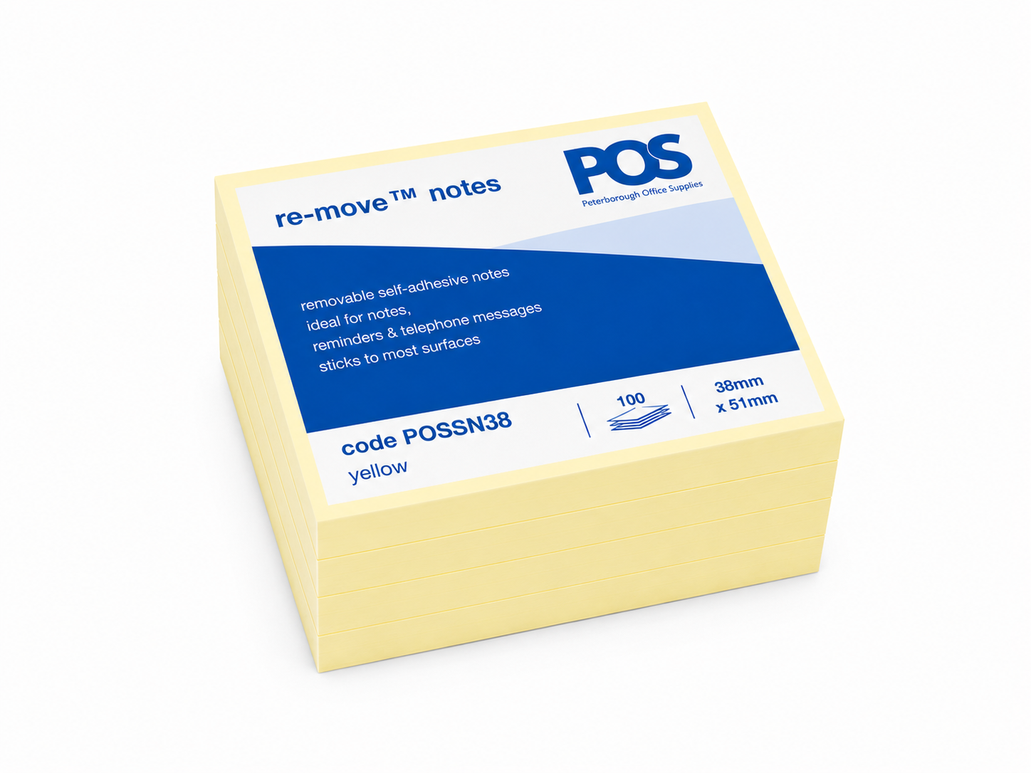 POS Repositionable Notes 38x51mm Yellow (Pack of 12)