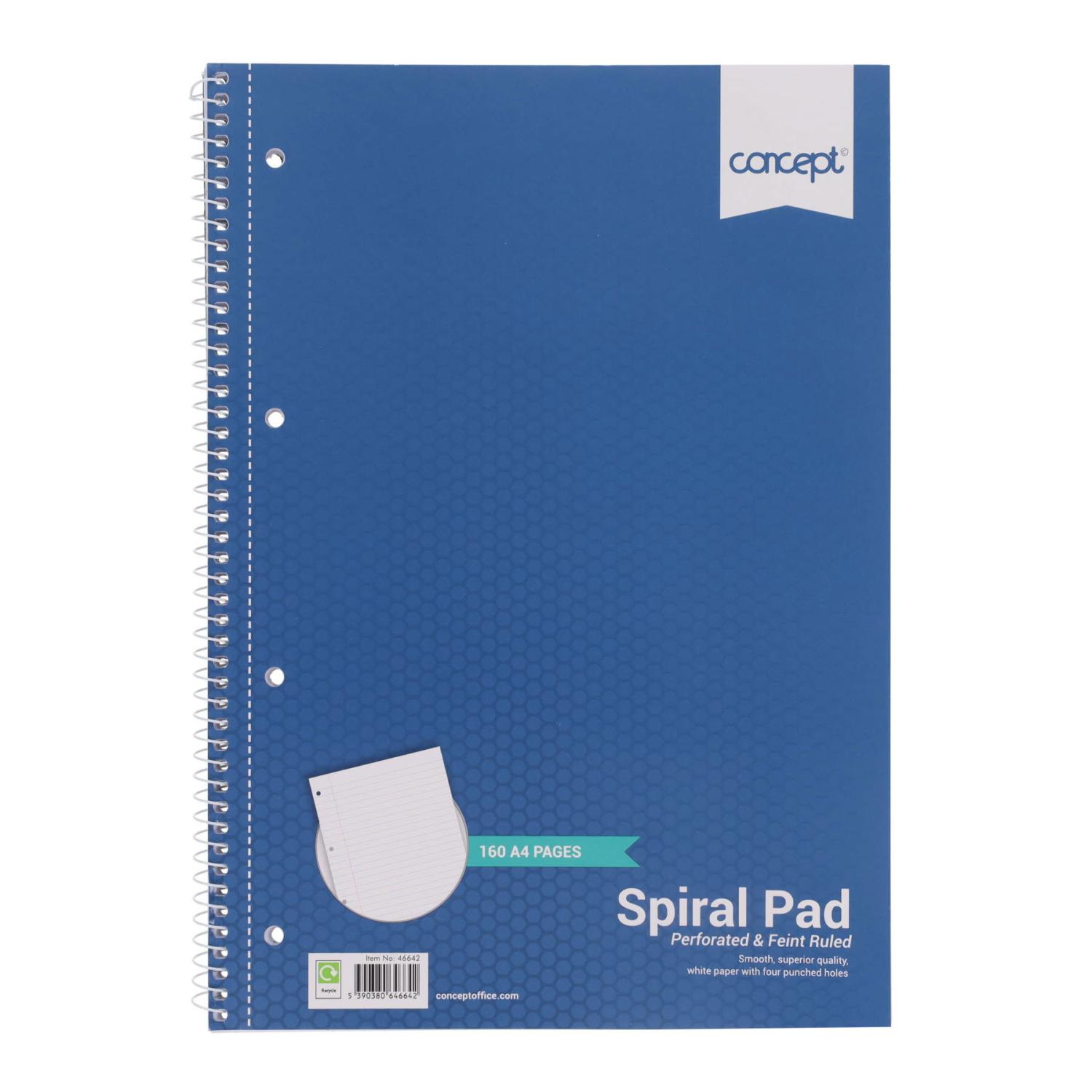 POS Notebook Wirebound Ruled Margin Perforated 4 Holes 160 Pages A4 Blue (Pack of 10)