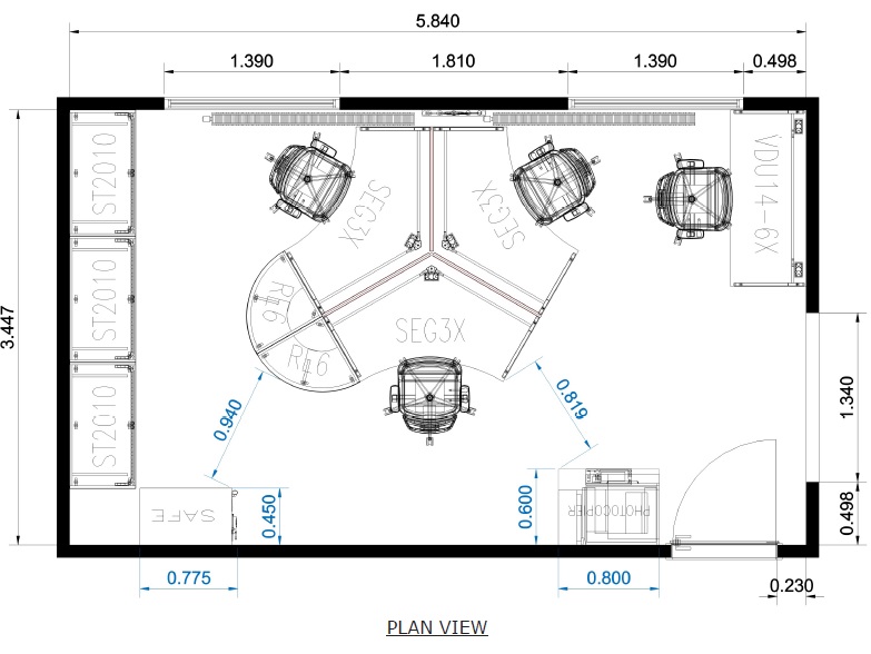 Office furniture plan view