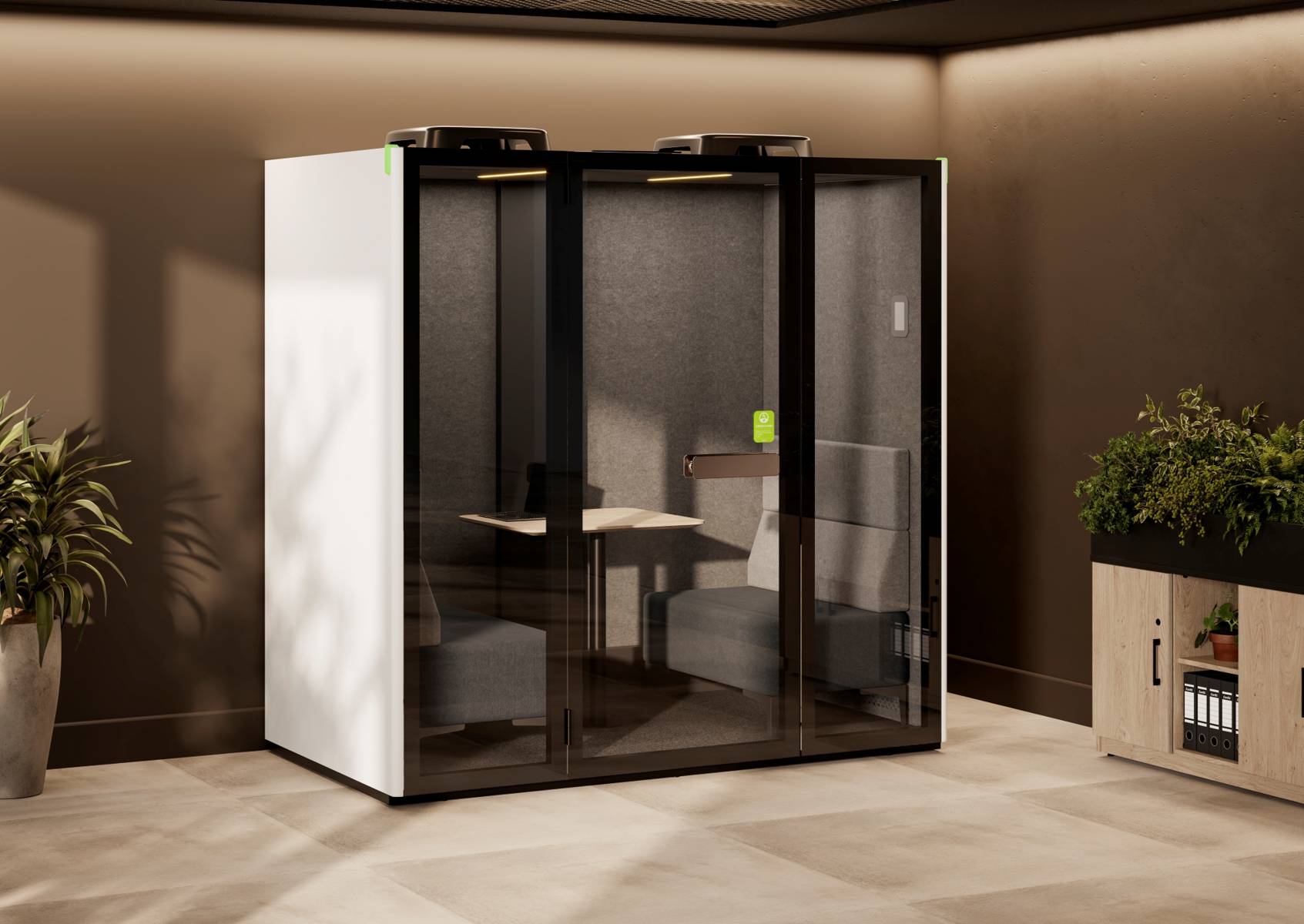Office acoustic pods and booths