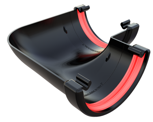 90* Gutter Angle Round Black