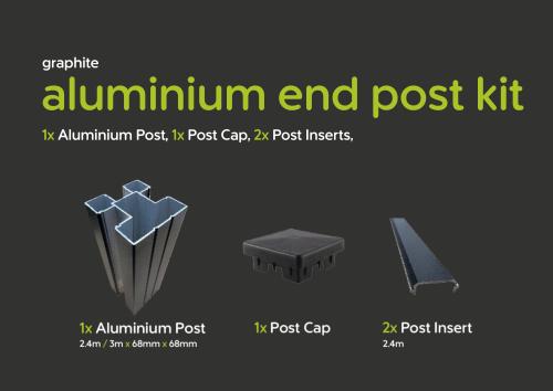 Aluminium End Post Kit - 68 x 68 @3m