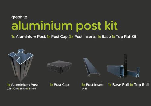 Aluminium Post Kit - 68 x 68 @3m