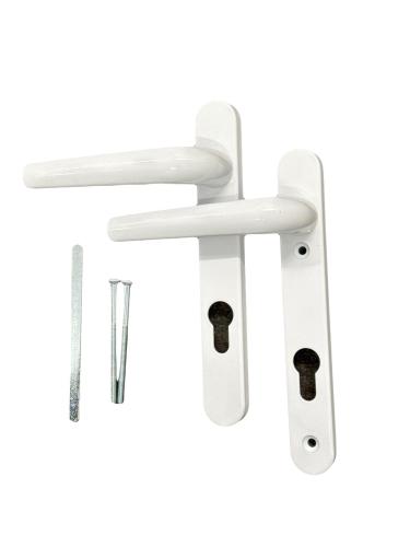 Short Backplate Door Handles - White