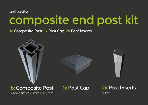 Evolved - Anthracite - Composite End Post Kit - 100x100 @2.4m