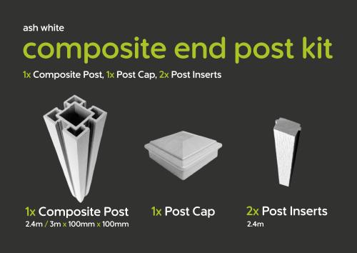 Evolved - Ash White - Composite End Post Kit - 100x100 @2.4m