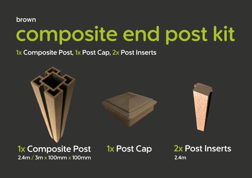 Evolved - Brown - Composite End Post Kit - 100x100 @2.4m