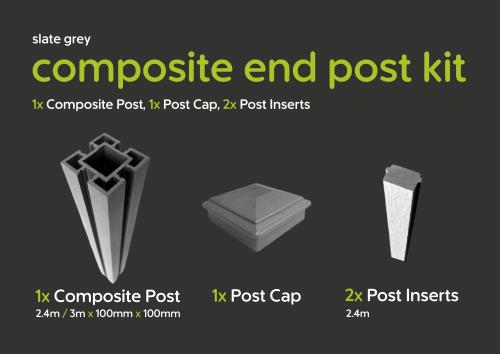 Evolved - Slate Grey - Composite End Post Kit - 100x100 @2.4m