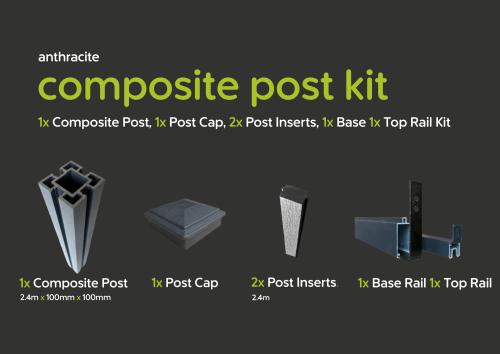 Evolved - Anthracite - Composite Post Kit - 100x100 @2.4m