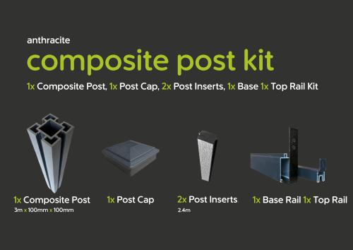 Evolved - Anthracite - Composite Post Kit - 100x100 @3m
