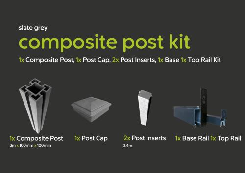 Evolved - Slate Grey - Composite Post Kit - 100x100 @3m