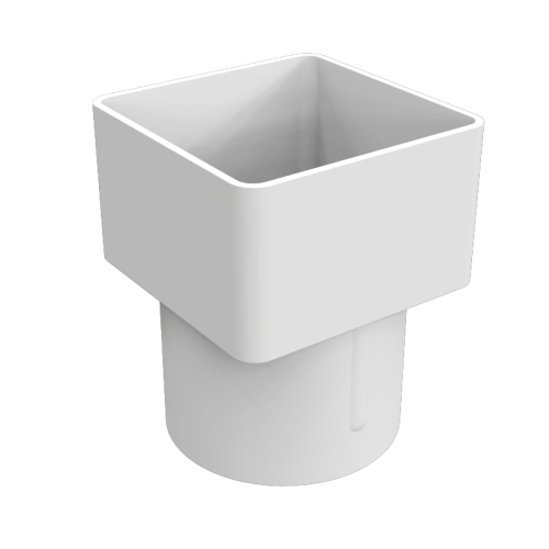 Square to Round Down Pipe Adaptor White