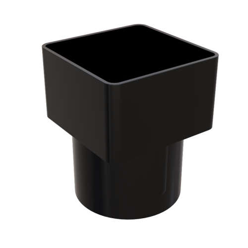Square to Round Down Pipe Adaptor Black