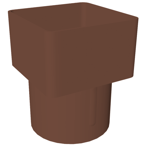 Square to Round Down Pipe Adaptor Brown