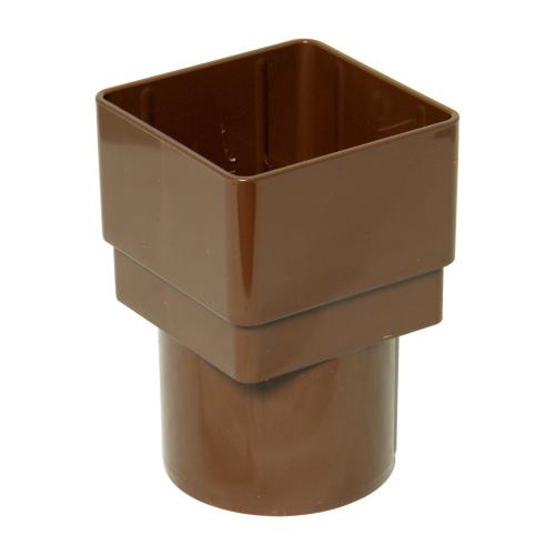 Square to Round Down Pipe Adaptor Brown