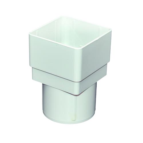 Square to Round Down Pipe Adaptor White