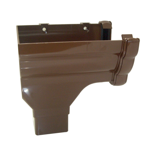 Floplast Left-Hand Stop End Outlet Ogee (to Square) Brown