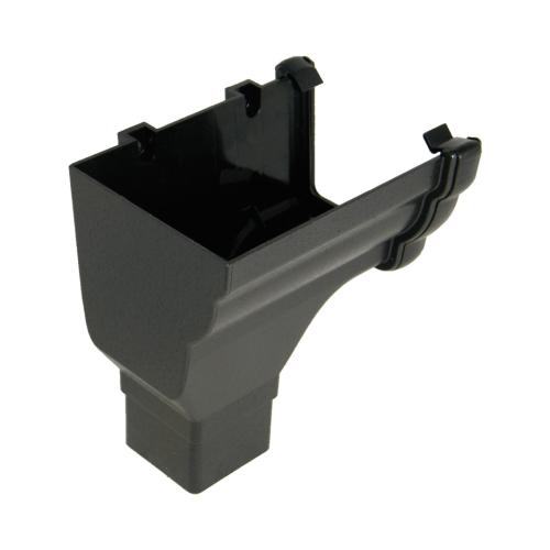 Floplast Left-Hand Stop End Outlet Ogee (to Square) Black