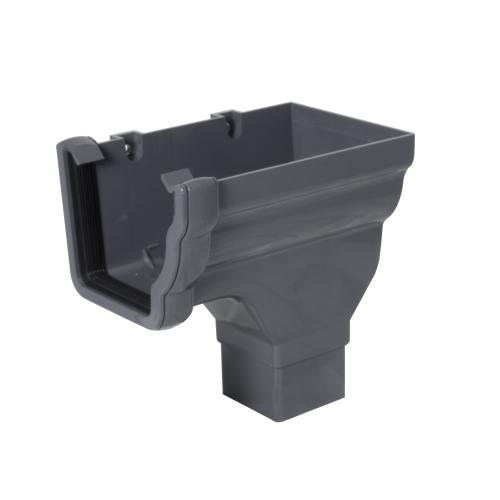 R/H Stop End Outlet (to Square) Ogee Anthracite Grey