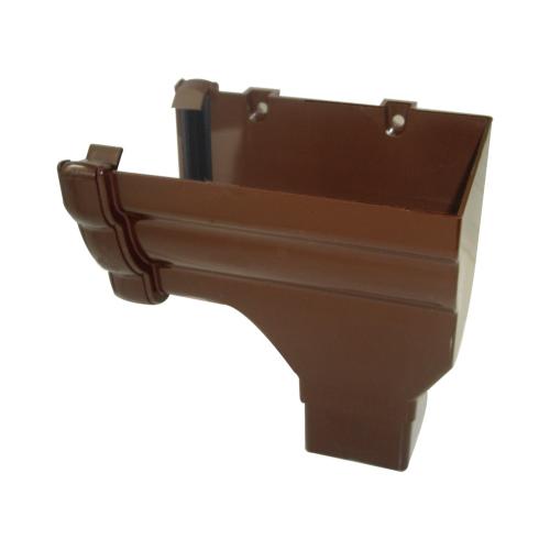 Floplast Right-Hand Stop End Outlet (to Square) Ogee Brown