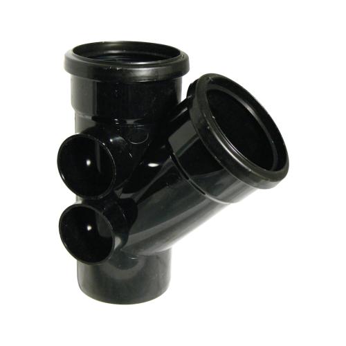 135* Branch Double Socket Push Fit Black