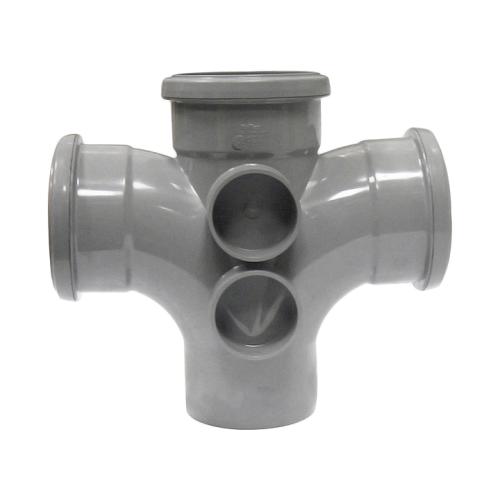 92.5* Double Branch Triple Socket Push Fit Grey