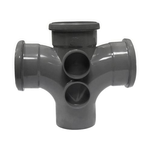 92.5* Double Branch Triple Socket Push Fit Anthracite Grey
