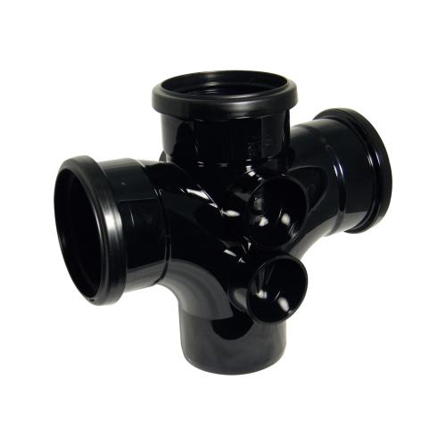 92.5* Double Branch Triple Socket Push Fit Black