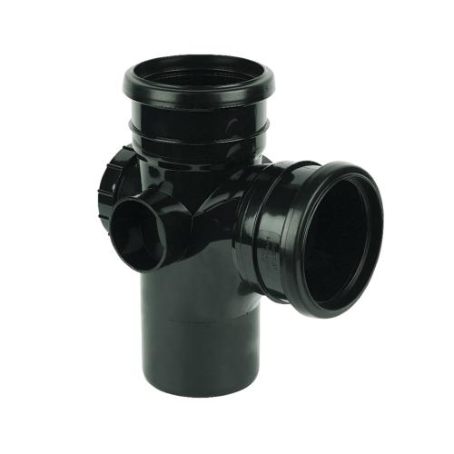 92.5* Access Branch Double Socket Push Fit Black