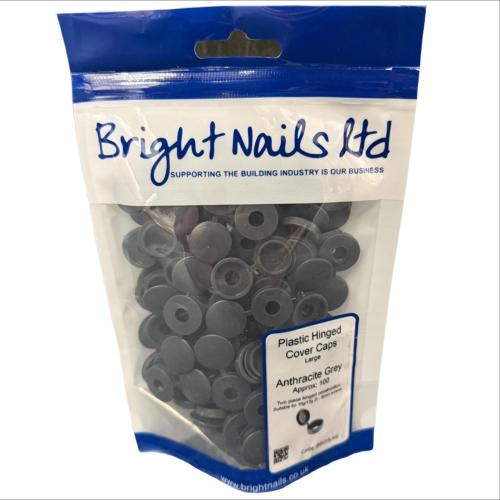 Hinged Screw Cap Covers Large - (Bag 100) Anthracite Grey