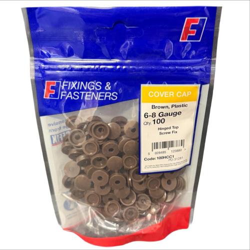 Hinged Screw Cap Covers (Bag 100) Brown