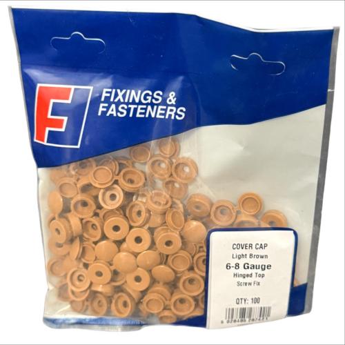 Hinged Screw Cap Covers (Bag 100) Caramel