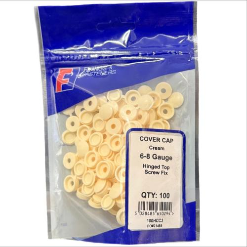 Hinged Screw Cap Covers (Bag 100) Cream
