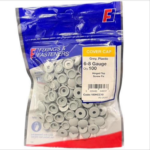 Hinged Screw Cap Covers (Bag 100) Grey