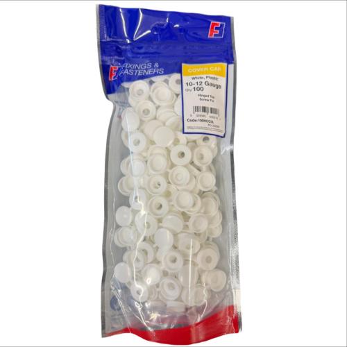 Hinged Screw Cap Covers - Large - (Bag 100) White