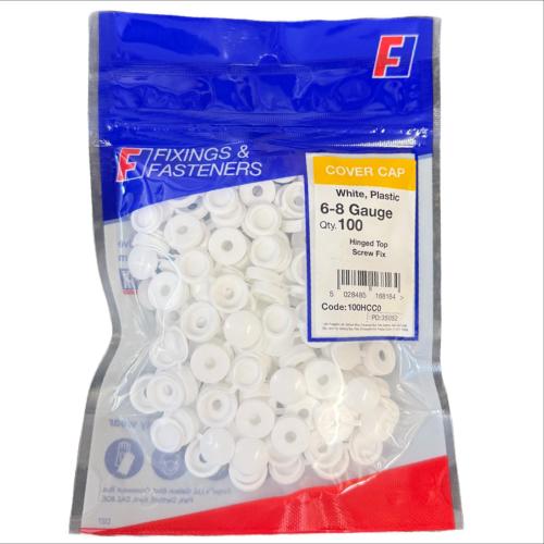 Hinged Screw Cap Covers (Bag 100) White