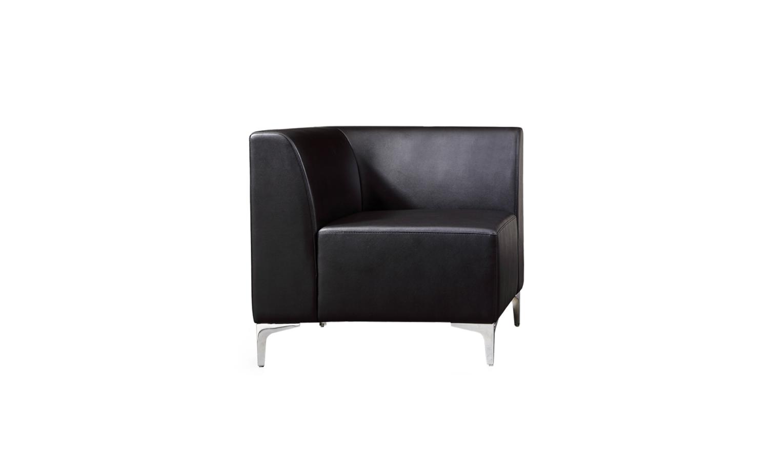Modular Corner Sofa Section in Black Faux Leather